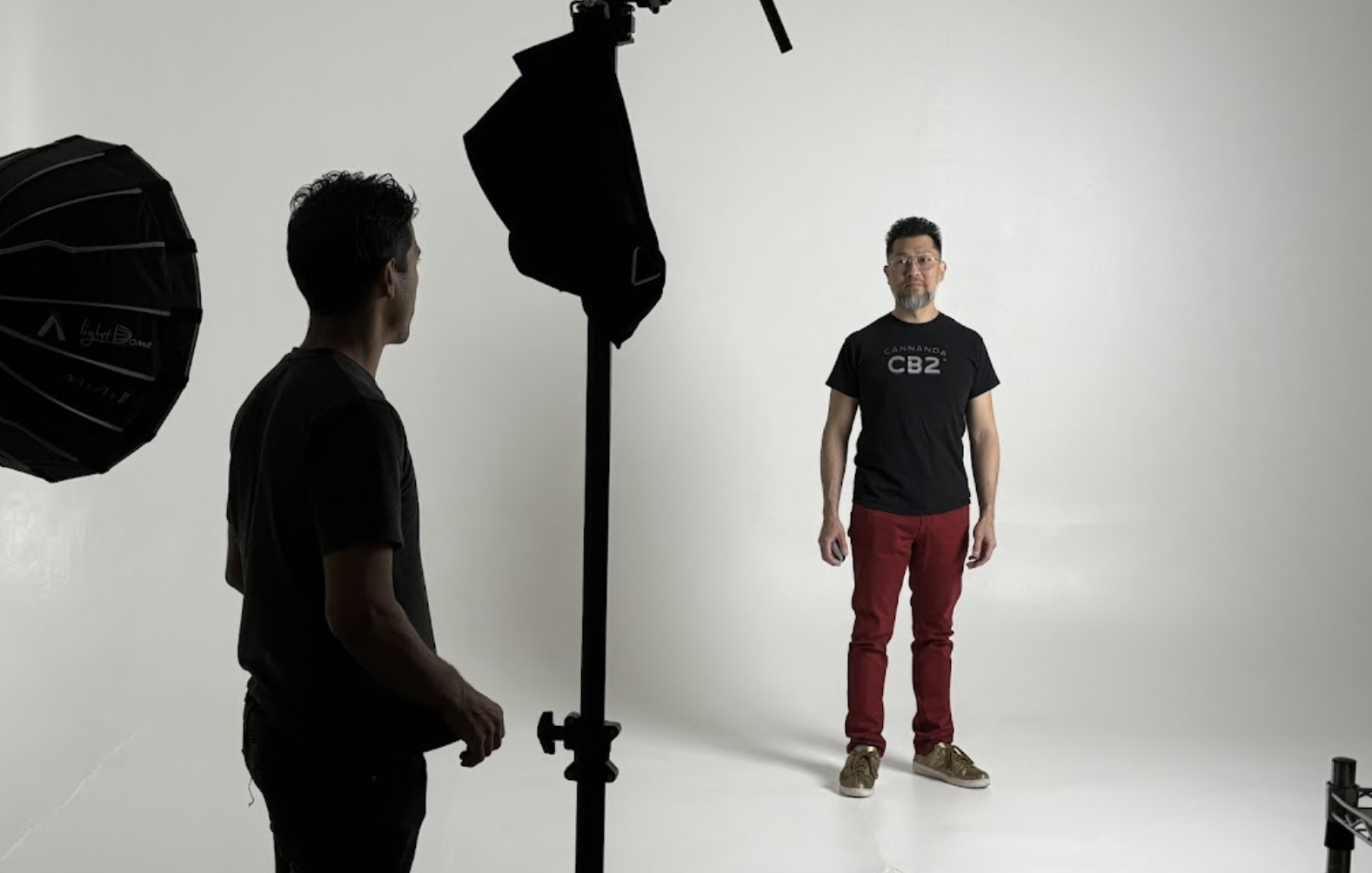 This is a picture of Jude Lazaro from DCAM Productions on set at a video production shoot for Cannanda that was shot in Mississauga, Toronto.